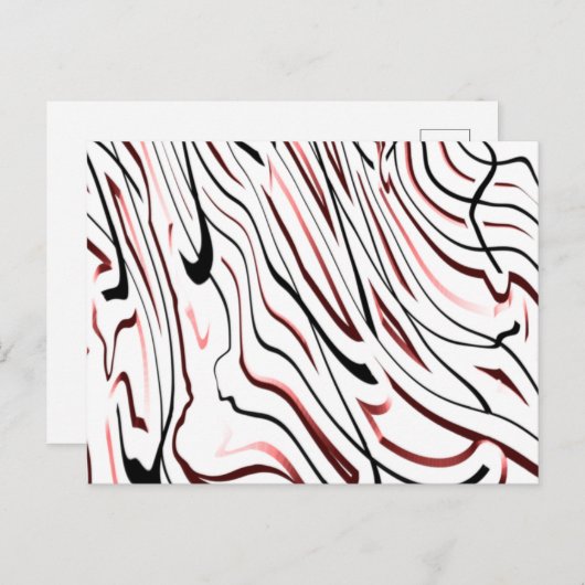 Abstraktes Design in Rot-Weiß-Schwarz Postkarte (Vorne/Hinten)