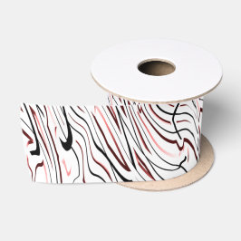Abstraktes Design in Rot-Weiß-Schwarz Satinband
