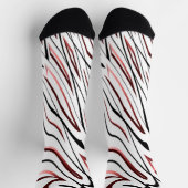 Abstraktes Design in Rot-Weiß-Schwarz Socken (Oben)