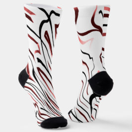 Abstraktes Design in Rot-Weiß-Schwarz Socken
