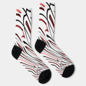 Abstraktes Design in Rot-Weiß-Schwarz Socken (Rechts)