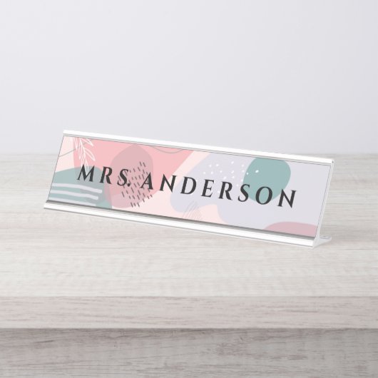 Abstraktes Design | Kindergarten Schreibtisch Name Schreibtischnamensplakette (Vorderseite )