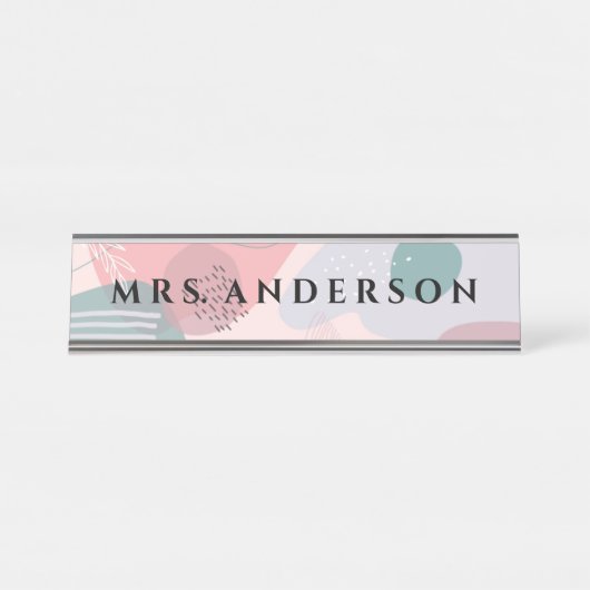 Abstraktes Design | Kindergarten Schreibtisch Name Schreibtischnamensplakette (Vorderseite )