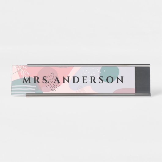 Abstraktes Design | Kindergarten Schreibtisch Name Schreibtischnamensplakette (Vorderseite )