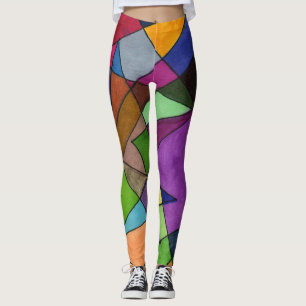 Abstraktes Design, meist scharfe Winkel, lebhafte Leggings