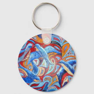 Abstraktes Design mit blauen Schluchten mit rotem Schlüsselanhänger