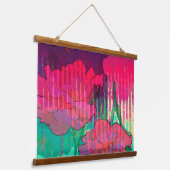 Abstraktes Design mit doppelter Rose Wandteppich Mit Holzrahmen (Gewinkelt)