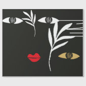 Abstraktes Design mit minimalem weiblichen Gesicht Geschenkpapier (Flach)