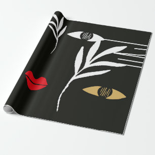 Abstraktes Design mit minimalem weiblichen Gesicht Geschenkpapier