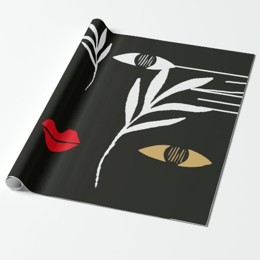 Abstraktes Design mit minimalem weiblichen Gesicht Geschenkpapier (Ungerollt)