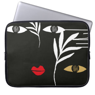 Abstraktes Design mit minimalem weiblichen Gesicht Laptopschutzhülle