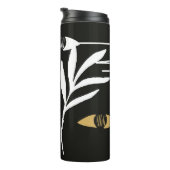 Abstraktes Design mit minimalem weiblichen Gesicht Thermosbecher (Nach rechts gedreht)