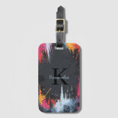 Abstraktes Design mit Neonfarben und individuellem Gepäckanhänger (Vorderseite Vertikal)
