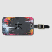 Abstraktes Design mit Neonfarben und individuellem Gepäckanhänger (Vorderseite (Horizontal))