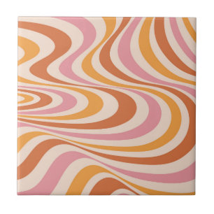 Abstraktes Design mit rosa und orangefarbenem Wirb Fliese
