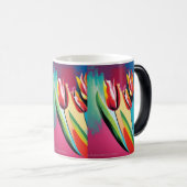 Abstraktes Design mit roten Tulpen Verwandlungstasse (VorderseiteRechts)