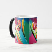 Abstraktes Design mit roten Tulpen Verwandlungstasse (Vorderseite Links)