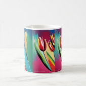 Abstraktes Design mit roten Tulpen Verwandlungstasse (Mittel)