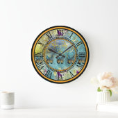 Abstraktes Design mit Schmetterlingen & Blume Große Wanduhr (Zuhause)