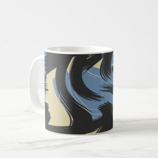 Abstraktes Design mit wirbelnden Pinselstrichen Kaffeetasse (Vorderseite Links)