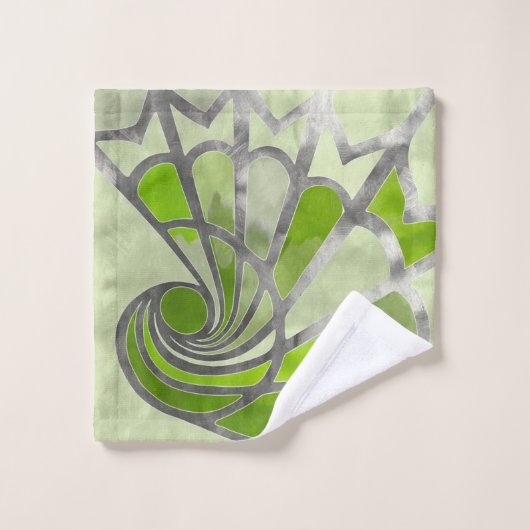 Abstraktes Design, moderne Malerei, Spiralformen Badhandtuch Set (Waschlappen)