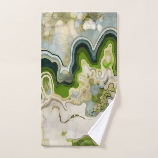 Abstraktes Design, moderne Malerei, Wellen, Linien Badhandtuch Set (Handtuch)