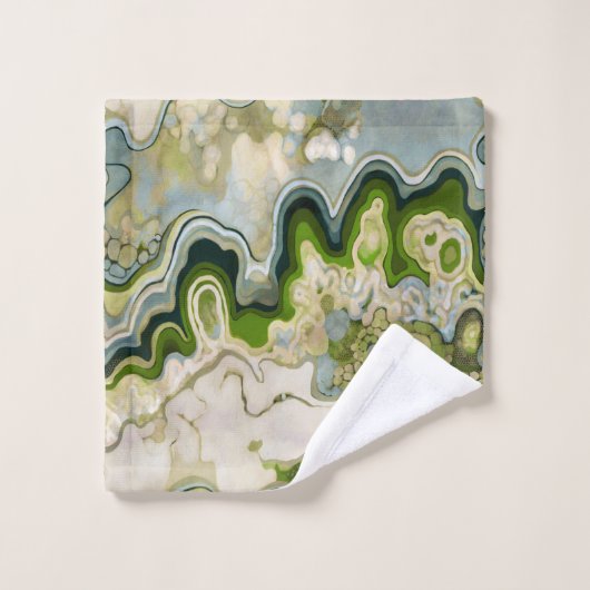 Abstraktes Design, moderne Malerei, Wellen, Linien Badhandtuch Set (Waschlappen)