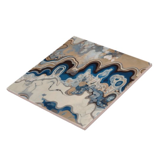 Abstraktes Design, moderne Malerei, Wellen, Linien Fliese (Seite)