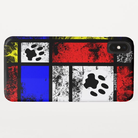 Abstraktes Design Mondrian Inspiriert mit Katzenpf Case-Mate iPhone Hülle (Rückseite (Horizontal))