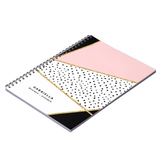 Abstraktes Design-Notebook mit rosa und schwarzem Notizblock (Linke Seite)
