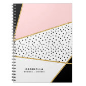 Abstraktes Design-Notebook mit rosa und schwarzem Notizblock (Vorderseite)