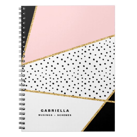 Abstraktes Design-Notebook mit rosa und schwarzem Notizblock (Vorderseite)