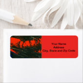 Abstraktes Design Rückadressschild, Sumpffeuer. (Insitu)