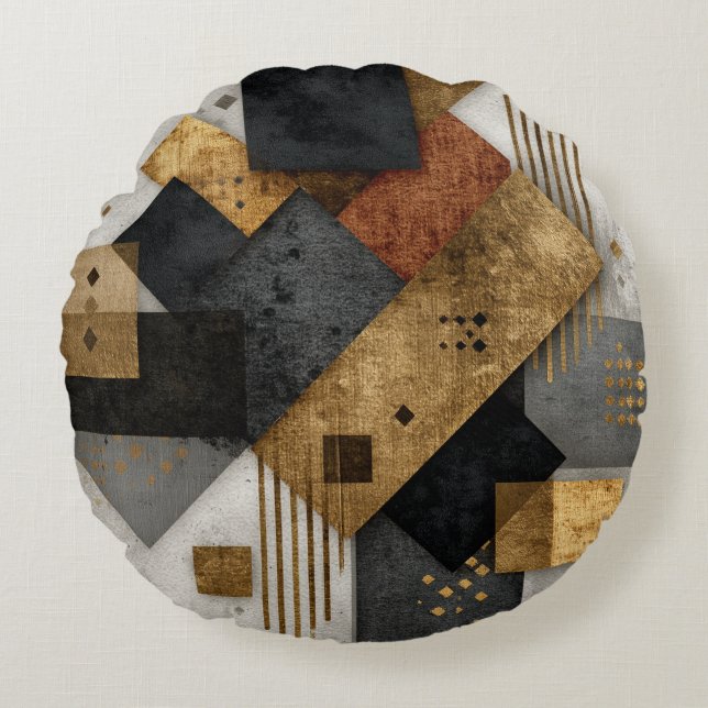 Abstraktes Design Rundes Kissen (Vorderseite)