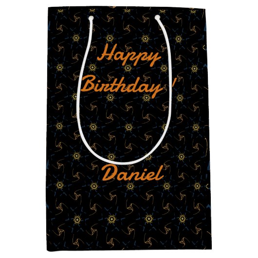 Abstraktes Design schwarz Mittlere Geschenktüte (Vorderseite)