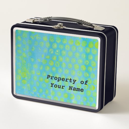 Abstraktes Design von Blau und Gelb Metall Brotdose (Vorderseite)