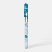 Abstraktes Design von Blue Beach Waves iPhone 16 Hülle (Linke Seite)