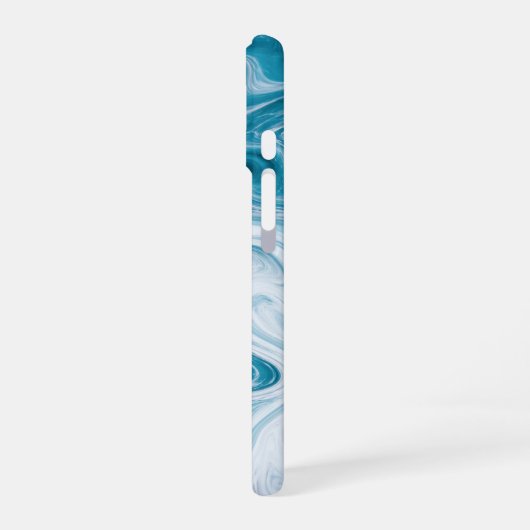 Abstraktes Design von Blue Beach Waves iPhone 16 Hülle (Linke Seite)