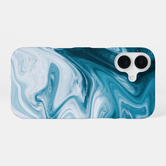 Abstraktes Design von Blue Beach Waves iPhone 16 Hülle (Rückseite (Horizontal))
