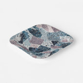 Abstraktes Design von Blue und Mauve Terrazzo Pappteller (Gewinkelt)