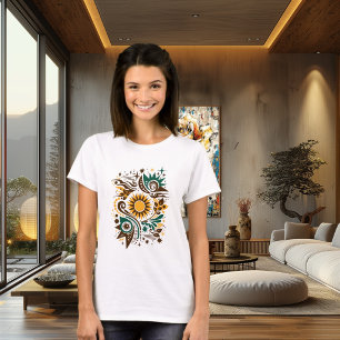 Abstraktes Design von Sonne und Natur T-Shirt