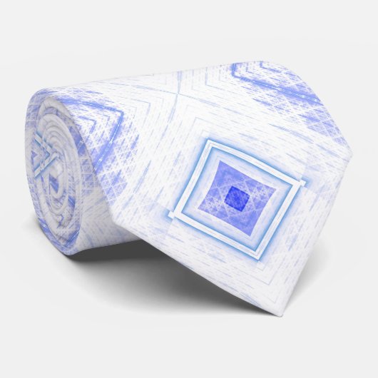 Abstraktes Diamant Hellblaues Fraktalmuster Krawatte (Gerollt)