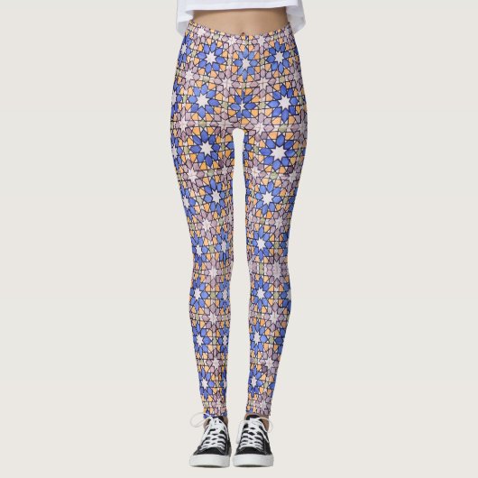 Abstraktes Digital Floral Art Muster Leggings (Vorderseite)
