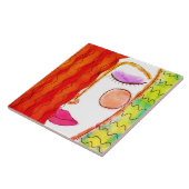 Abstraktes Digitalbild mit Wavy Red Hair Fliese (Seite)