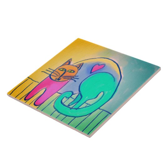 Abstraktes digitales Bild der Katze Fliese (Seite)