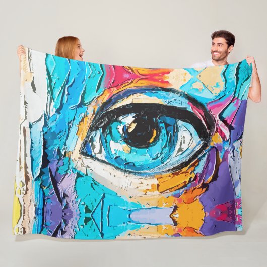 Abstraktes digitales Ölgemälde mit schönen Augen Fleecedecke (Beispiel)