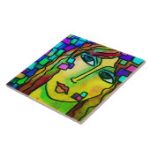 Abstraktes digitales Portrait einer Frau Fliese (Seite)