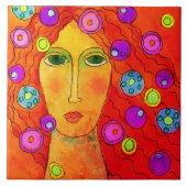 Abstraktes digitales Portrait einer Frau Fliese (Vorderseite)