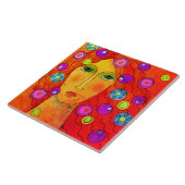 Abstraktes digitales Portrait einer Frau Fliese (Seite)