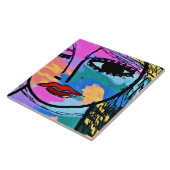 Abstraktes digitales Portrait einer Frau Fliese (Seite)